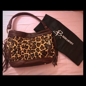 New B Makowsky Andrea Leopard print bag w dust bag